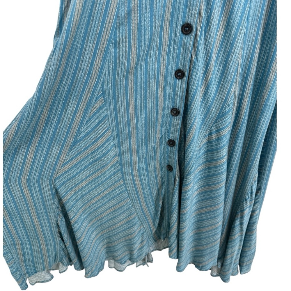 Free People Teal-Blue Striped Button-Down Maxi Dress - Picture 11 of 13